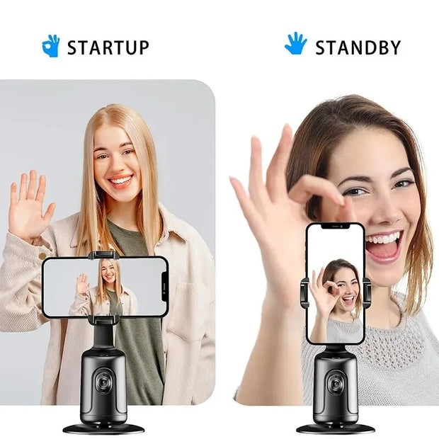 360° Auto Face Tracking Gimbal Phone Holder – AI Stabilizer