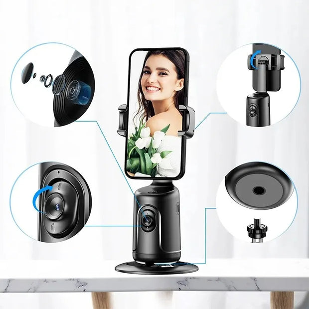 360° Auto Face Tracking Gimbal Phone Holder – AI Stabilizer
